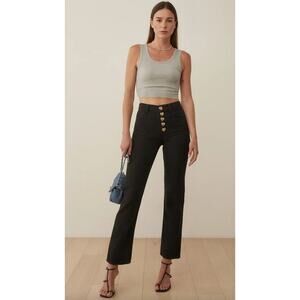 Reformation Cynthia Gold Button High Rise Straight Jeans Size 24 NWT
